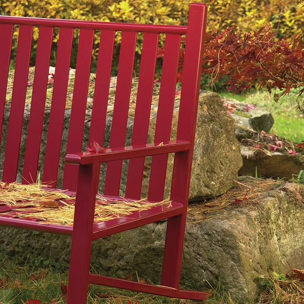 Thendara Bench with back in an autumn setting