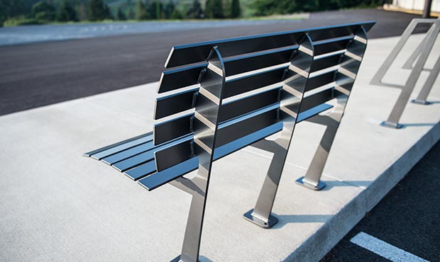 The Carson bench exudes contemporary styling