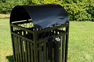 Square Atlanta Litter Receptacle with oversized lid canopy