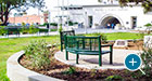 Curved Reading benches offer ample seating outside a public library