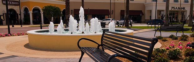 Schenley benches at outdoor shopping center