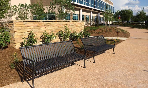 Pullman benches outside of a medical center