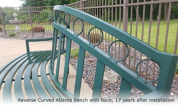 Reverse curved Atlanta Bench going strong after 17 years