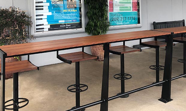 Creekview Counters with Keyshield wood grain slats in a shopping center