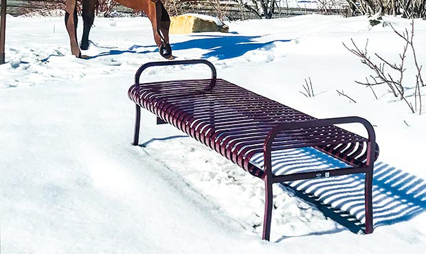 A Midtown Flat Bench braving the cold of winter