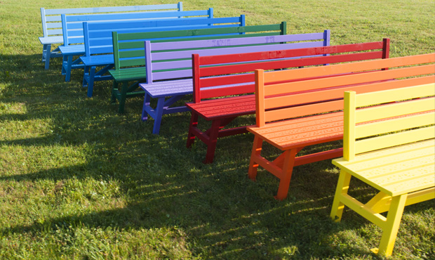 Picture of Keystone Benches with a Rainbow of Colors