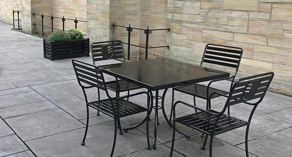 Branded Courtyard Table Set with a school logo