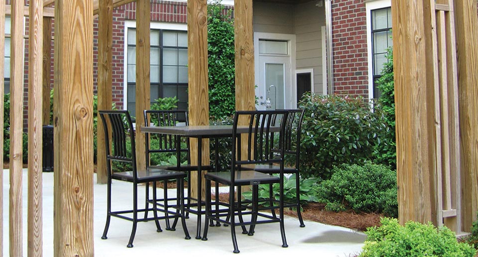 Cabaret Table Sets offer outdoor seating for residential complexes