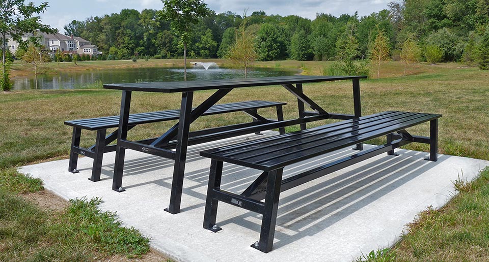 Breakwater Table Sets for picnickers in a public park
