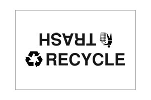 Standard Trash and Recycle Decal for split receptacle lids